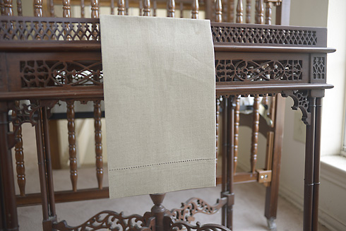 Flax Linen colored Linen Hemstitch Guest towels - Click Image to Close